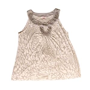 Plus Size 14/16 Lena Rose cream  cheetah print tank top with bedazzled neckline
